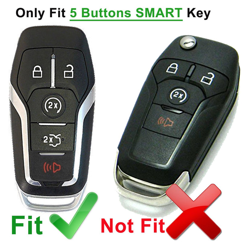 Alegender Qty(2) Silicone Smart Key Fob Cover Case Protector Jacket Accessories for 2016 2017 Ford Fusion Mustang F150 Lincoln MKZ MKC MKX Keyless Entry Smart Remote 5 Buttons 2Pcs Black - LeoForward Australia