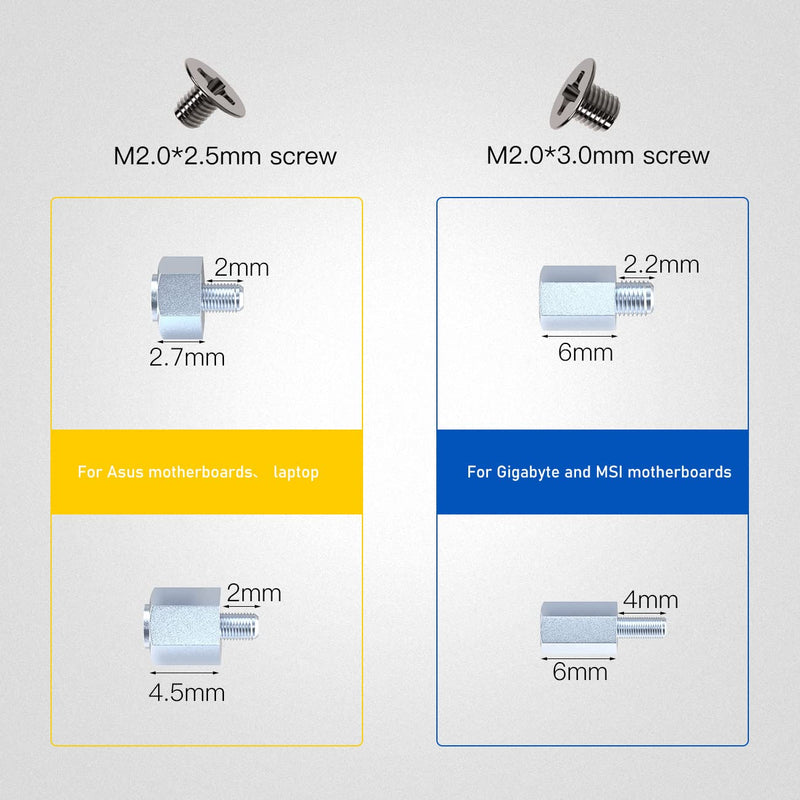  [AUSTRALIA] - M.2 Standoff and Screw Kit - M2 SSD Hard Drive Mounting Screws PCIe Nvme Motherboard Standoffs for ASUS Gigabyte ASRock MSI PC Laptop Motherboards 32PCS