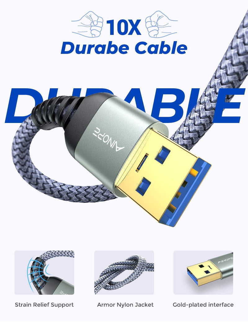  [AUSTRALIA] - [2 Pack] USB 3.0 Cable, USB to USB Cable, USB A Male to Male Cable [3.3FT+ 3.3FT] [Never Rupture] Double End USB Cord Compatible with Hard Drive Enclosures, DVD Player, Laptop Cooler and More 3.3FT+3.3FT Grey