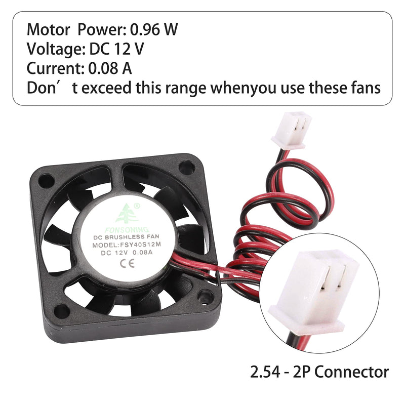  [AUSTRALIA] - Generic 4pcs 3D Printer Fan 40X40X10mm 2 Pin Quiet Blower Brushless Mini Cooling Fan 12V 0.08A DC with 280mm Cable for 3D Printer, DVR and Other Small Appliances Series Repair Replacement