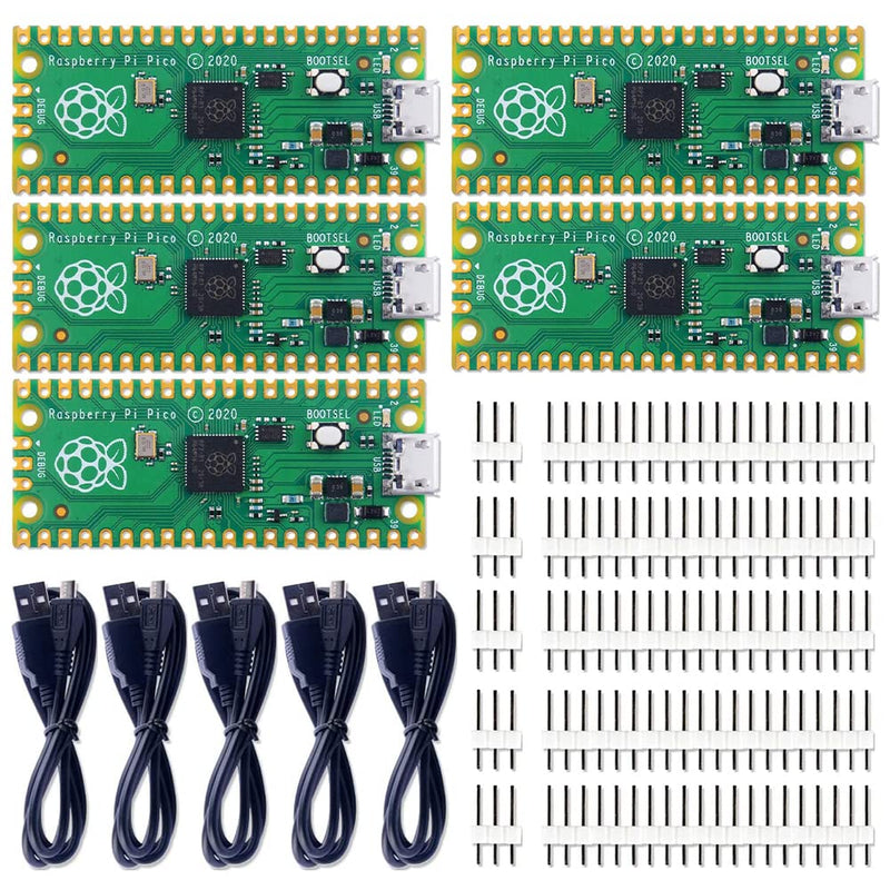  [AUSTRALIA] - GeeekPi Raspberry Pi Pico Kit Flexible Microcontroller Mini Development Board,Based on The Raspberry Pi RP2040,Dual-Core ARM Cortex M0+ Processor,Running up to 133 MHz, Support C/C++ / Python (5PCS)