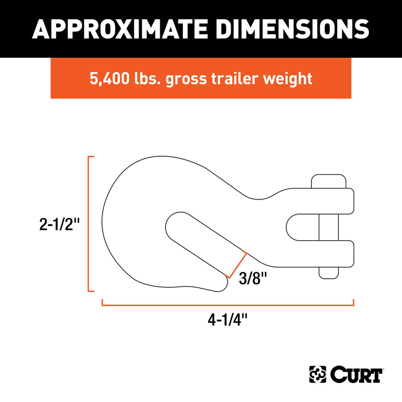  [AUSTRALIA] - CURT 81350 3/8-Inch Forged Steel Clevis Grab Hook, 5,400 lbs. Work Load