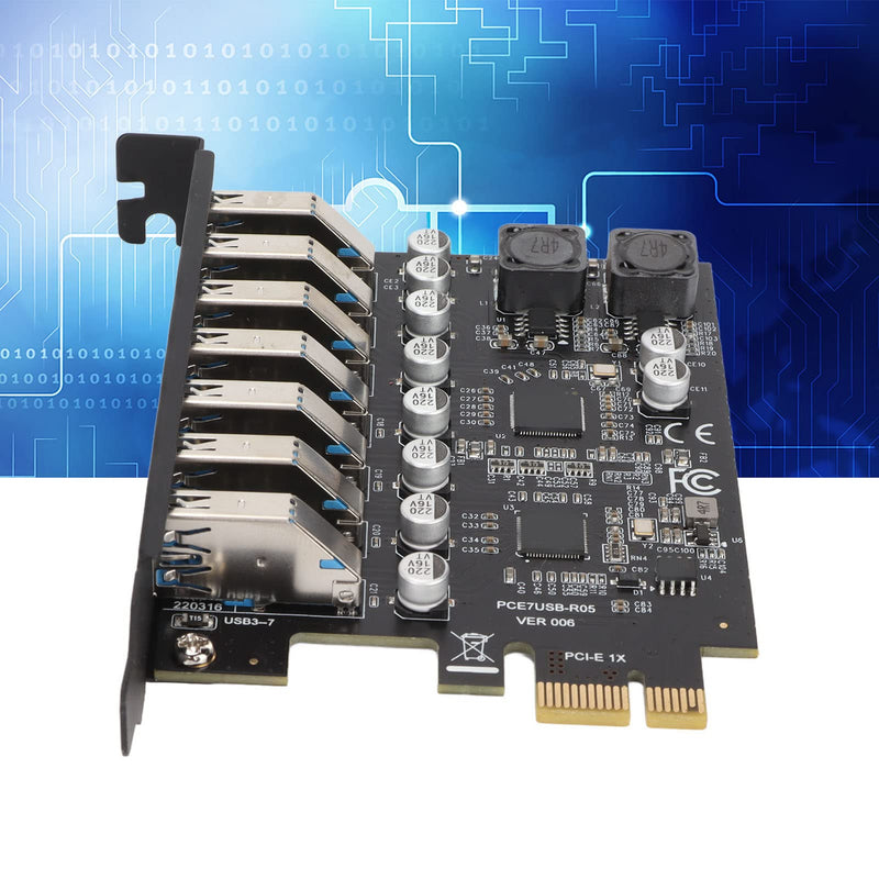  [AUSTRALIA] - Lteriver Pcie USB Card Pcie USB 3.2 Metal, Plastic 7 Port Pcie Expansion Card 7 Ports USB 3.2 Gen1 5Gbps High Speed Transmission Stable Power USB 3.2 Gen1 Front Expansion Card