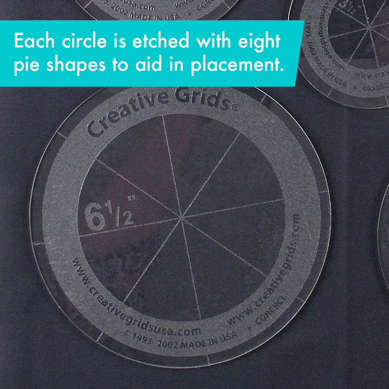  [AUSTRALIA] - Creative Grids Quilt Ruler Circles (5 Discs with Grips) Quilt Ruler - CGRCRCL