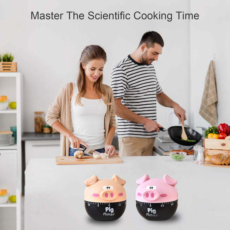  [AUSTRALIA] - Kitchen Timer Cute Piggy Shape 60 Minutes Mechanical Manual Timer Accessories for Kids,Home Cooking Timing (Khaki) Khaki