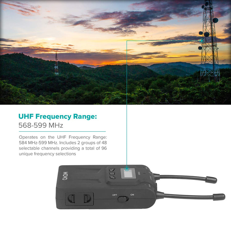  [AUSTRALIA] - Movo WRX8 48-Channel UHF Wireless Portable Receiver with Camera Mount and XLR / 3.5mm Outputs for the WMIC80 Wireless Microphone System