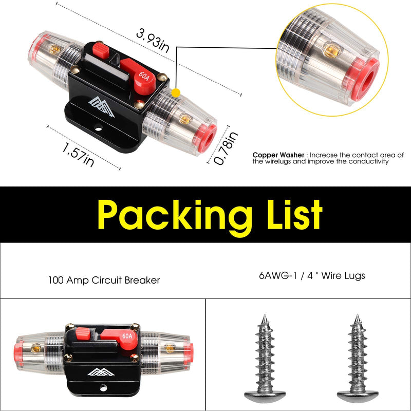  [AUSTRALIA] - M1A2 Circuit Breaker Switch 60A Waterproof Fuse Inline Holder 3-15 AWG Resettable Fuse Manual Reset 12V-48V DC for Car Audio Sound Amplifier System RV Home Marine Boat Truck 60A-with accessories