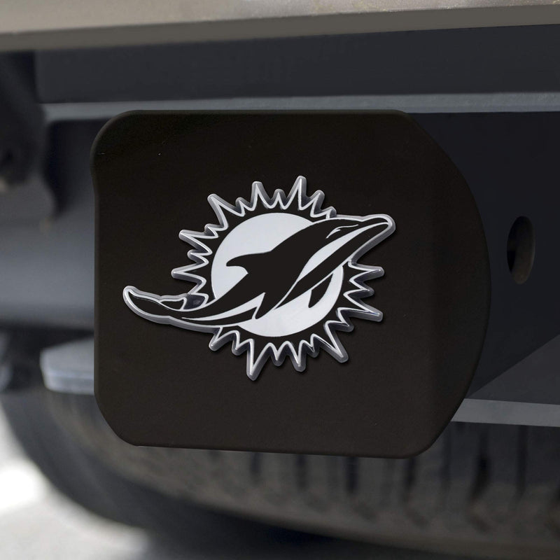  [AUSTRALIA] - FANMATS 21555 NFL Miami Dolphins Metal Hitch Cover, Black, 2" Square Type III Hitch Cover