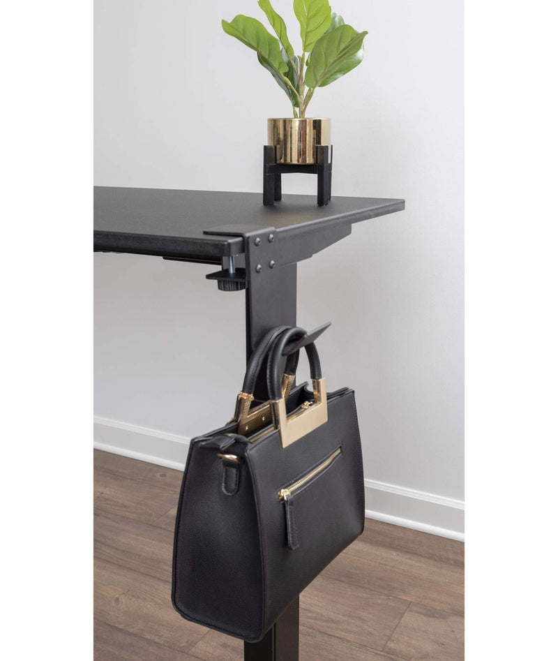  [AUSTRALIA] - Stand Up Desk Store Clamp-On Under Desk Headphone Hanger, Backpack Hook, and Purse Holder - Black