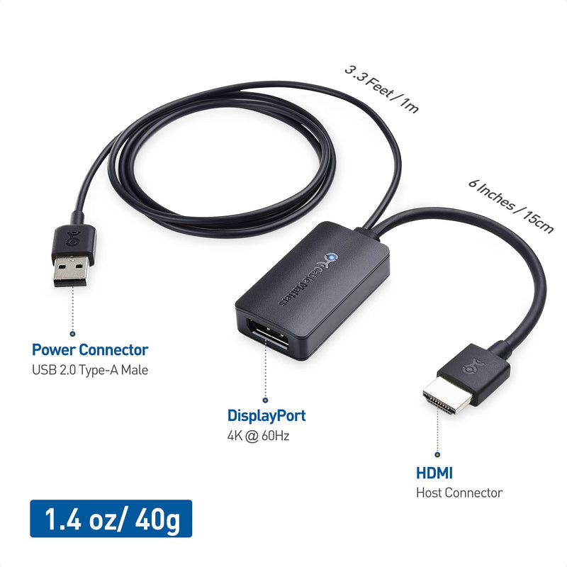  [AUSTRALIA] - Cable Matters Uni-Directional HDMI to DisplayPort Adapter for Desktop and Laptop Computers (HDMI 2.0 to DisplayPort 1.2) with 4K 60Hz Video Resolution - Not Compatible with PS5 or Xbox Series X/S