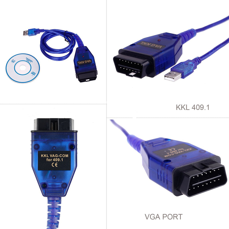 VIMVIP VAG-COM KKL 409.1 OBD2 USB Cable Auto Scanner Scan Tool Compatible with Audi VW SEAT Volkswagen - LeoForward Australia