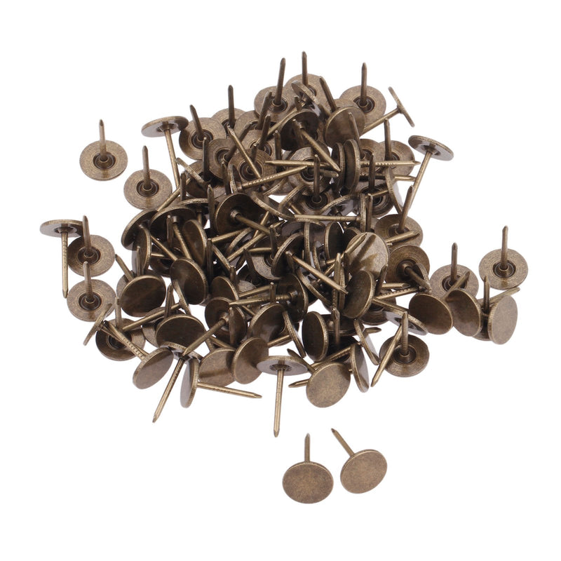  [AUSTRALIA] - dophee 100Pcs Iron 0.43"x0.67" Vintage Style Flat Upholstery Nails Studs Tacks Pins for Furniture Sofa Door Decoration Style 2