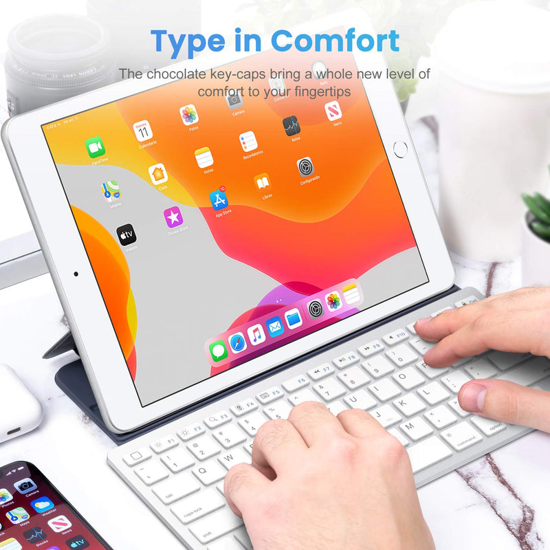  [AUSTRALIA] - SPARIN Bluetooth Keyboard Compatible with iPad Pro 12.9 / iPad Pro 11 Inch , Wireless Keyboard for iPad 8th Generation / iPad Air 4 / iPad Mini and Other Bluetooth Enable iPads / iPhones, White