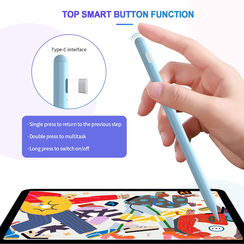  [AUSTRALIA] - iPad Pencil 2nd Generation with Wireless Charging, Stylus Pen for Apple iPad, Palm Rejection and Tilt Sensitive, Compatible with iPad 6/7/8, iPad Pro 11/12.9 in, iPad Mini 6, iPad Air 3/4/5 (Blue) Blue