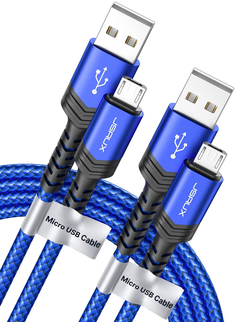  [AUSTRALIA] - JSAUX Micro USB Cable Android Charger, (2-Pack 6.6FT) Micro USB Android Charger Cable Nylon Braided Cord Compatible with Galaxy S7 S6 J7 Edge Note 5, Kindle. MP3 and More-Blue 6.6ft+6.6ft Blue