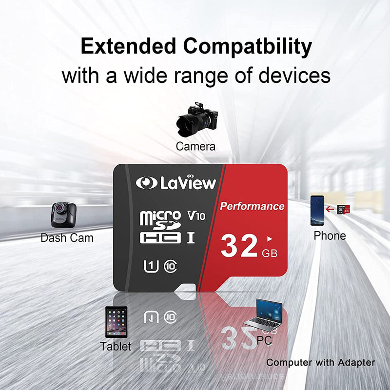  [AUSTRALIA] - LaView 32GB Micro SD Card 10 Pack, Micro SDXC UHS-I Memory Card – 95MB/s,633X,U3,C10, Full HD Video V30, A1, FAT32, High Speed Flash TF Card P500 for Computer with Adapter/Phone/Tablet/PC 10-Pack