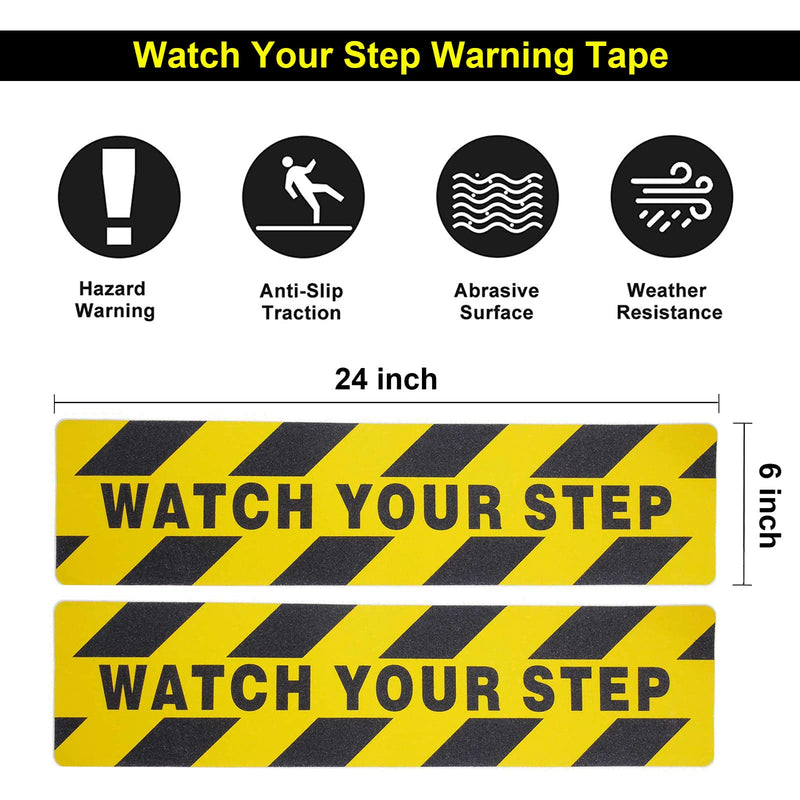  [AUSTRALIA] - MYANGHAOT Watch Your Step Warning Sticker Adhesive Tape Anti Slip Abrasive Tape for Workplace Safety Wet Floor Caution 6" x 24"