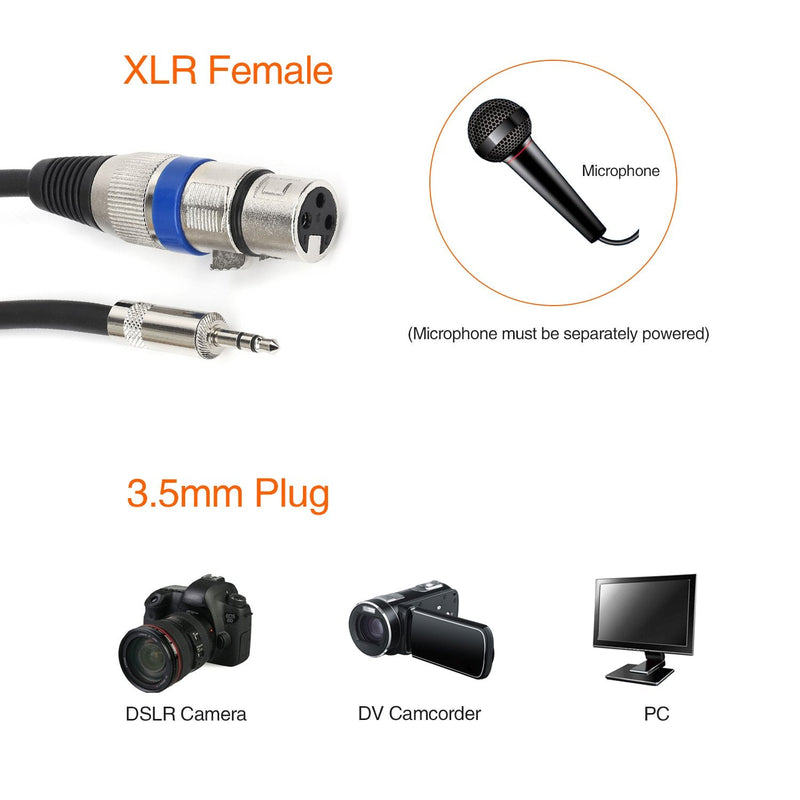  [AUSTRALIA] - DISINO XLR to 3.5mm (1/8 inch) Stereo Microphone Cable for Camcorders, DSLR Cameras, Computer Recording Device and More - 15ft 15 Feet