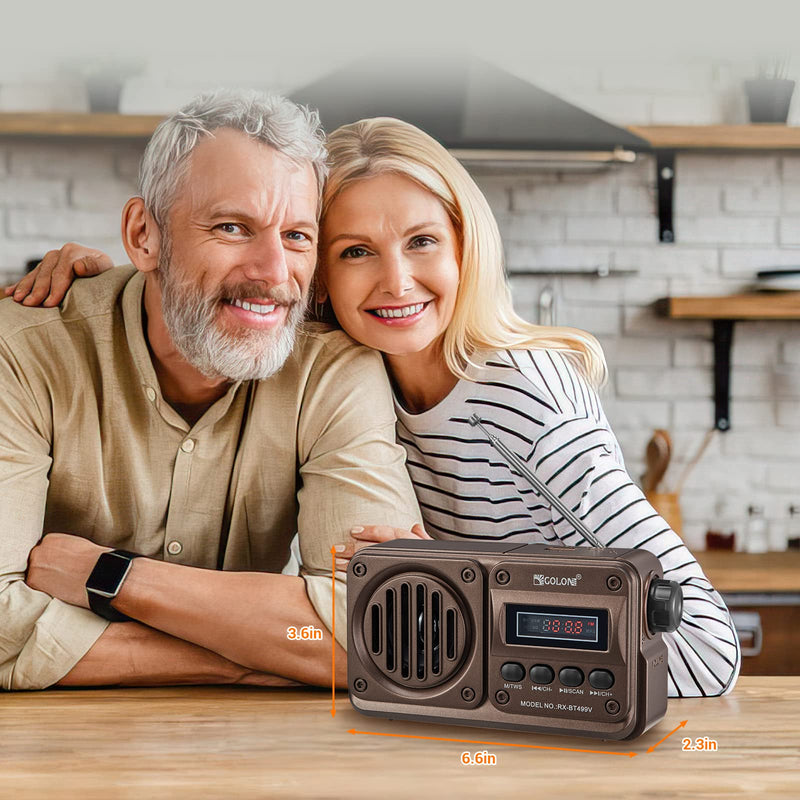  [AUSTRALIA] - Gelielim Vintage Radio, Retro Portable FM Radio with Bluetooth, LED Display Rechargeable Radio Support TF Card/USB, Gift Idea for Elder, Parents, Grandparents for Home Indoor or Outdoor (No AM) Bronze