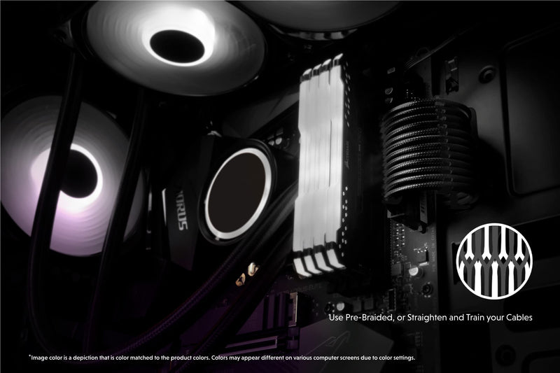  [AUSTRALIA] - LINKUP - 50cm PSU Cable Extension Sleeved Custom Mod GPU PC Braided w/Comb Kit - Compatible with RTX3090┃1 x 24 P (20+4)┃2 x 8 P (4+4) CPU┃3 x 8 P (6+2) GPU Set┃500mm - Black 50cm PURE COLOR Black 6pk