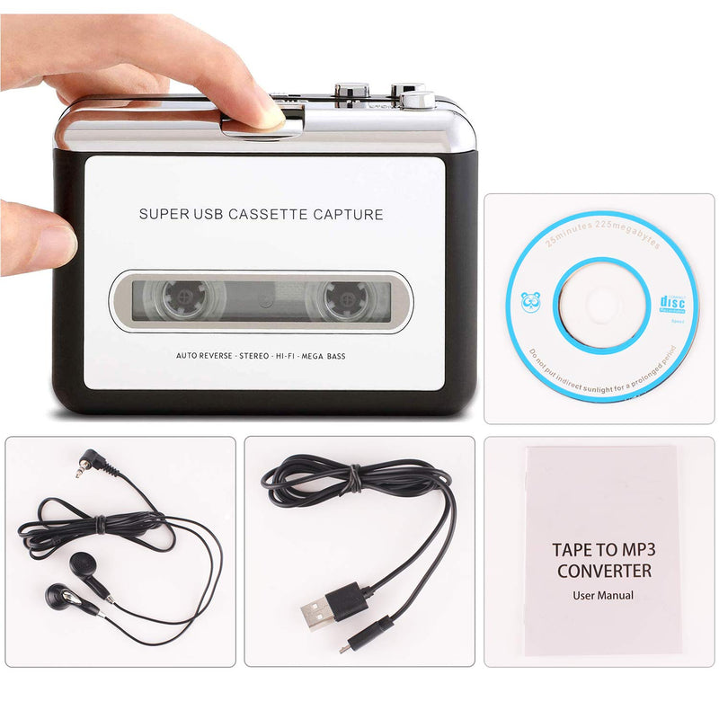  [AUSTRALIA] - Updated Cassette Player, USB Cassette Player from Tapes to MP3, Walkman Cassette Player for Digital Files Compatible with Laptops and Personal Computers