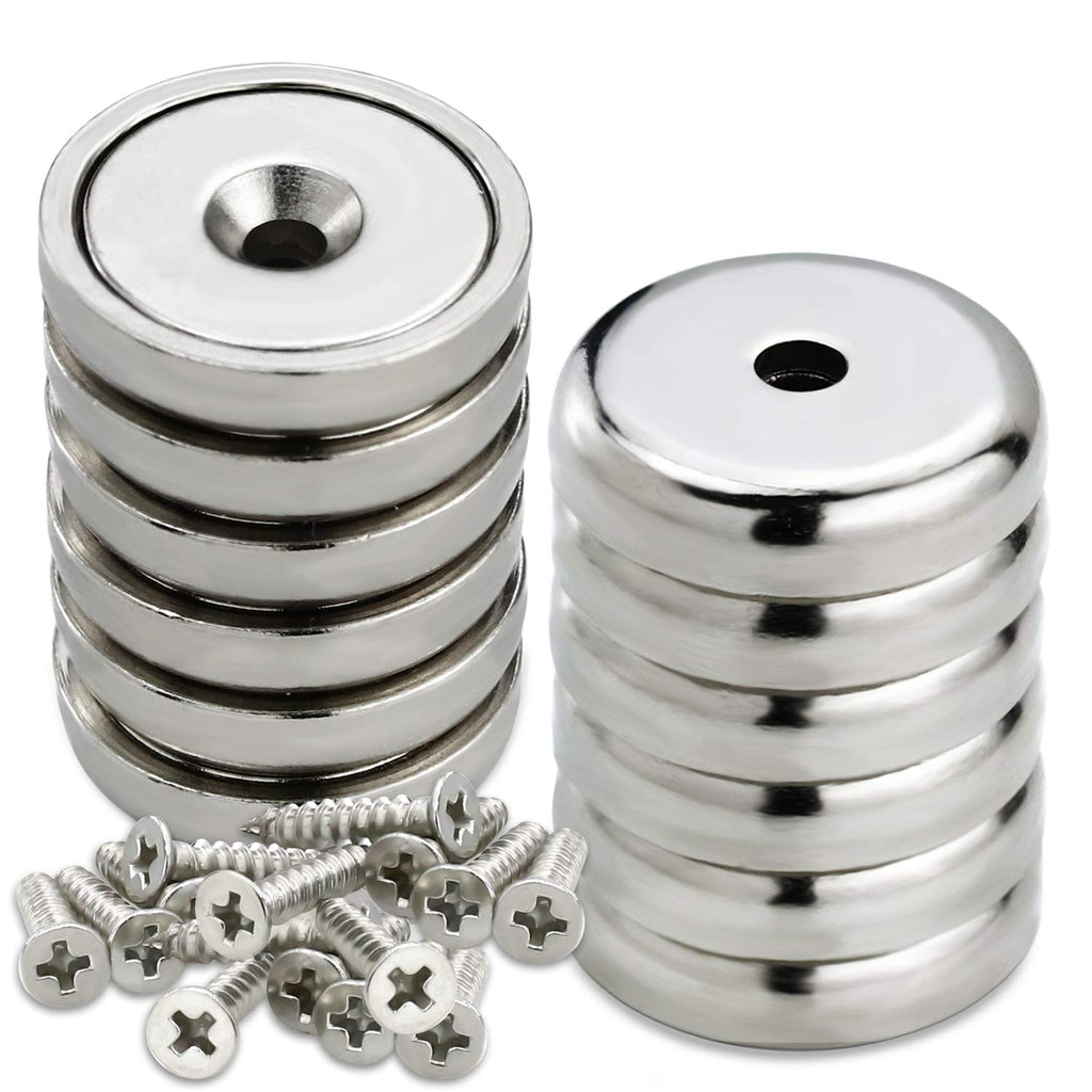  [AUSTRALIA] - LOVIMAG 60 lbs Holding Force Neodymium Cup Magnets, Industrial Strength Round Base Rare Earth Magnets with Heavy Duty Countersunk Hole and Stainless Screws for Tool Room,Workplace etc, Pack of 12 25mm-12p