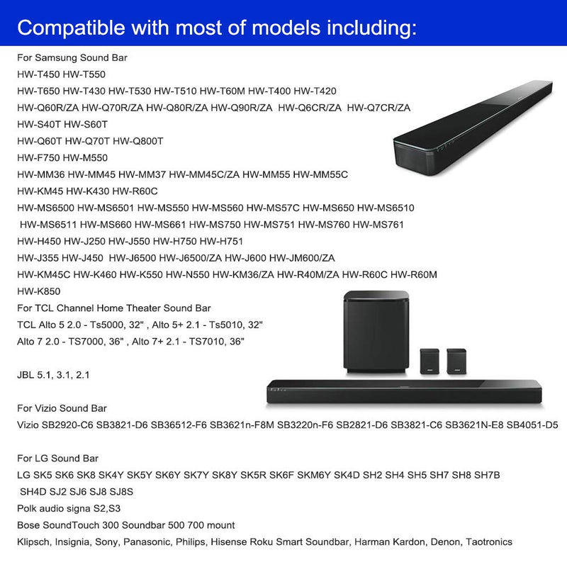  [AUSTRALIA] - Suixing Universal Sound Bar Mounts Wall Mount Kit Soundbar Mounting Bracket for Samsung, Sony, LG, Vizio Soundbar Wall Mount Brackets with Hardware Kit Black_02