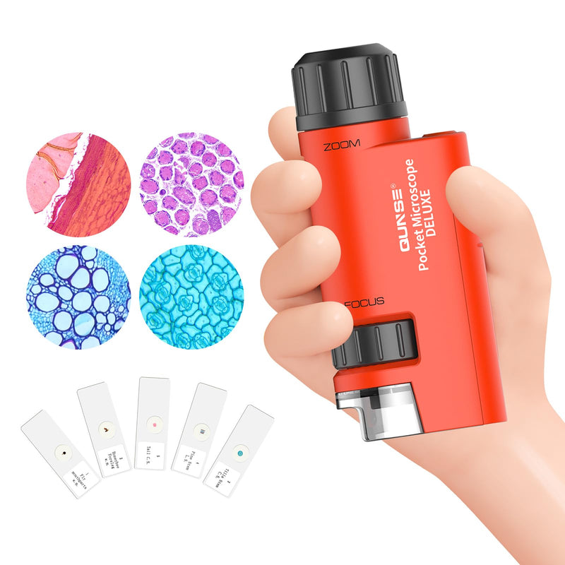 [AUSTRALIA] - QUNSE pocket microscope 60x-120x with LED light, aspherical hand microscope, children students educational gifts for nature observation insects outdoors