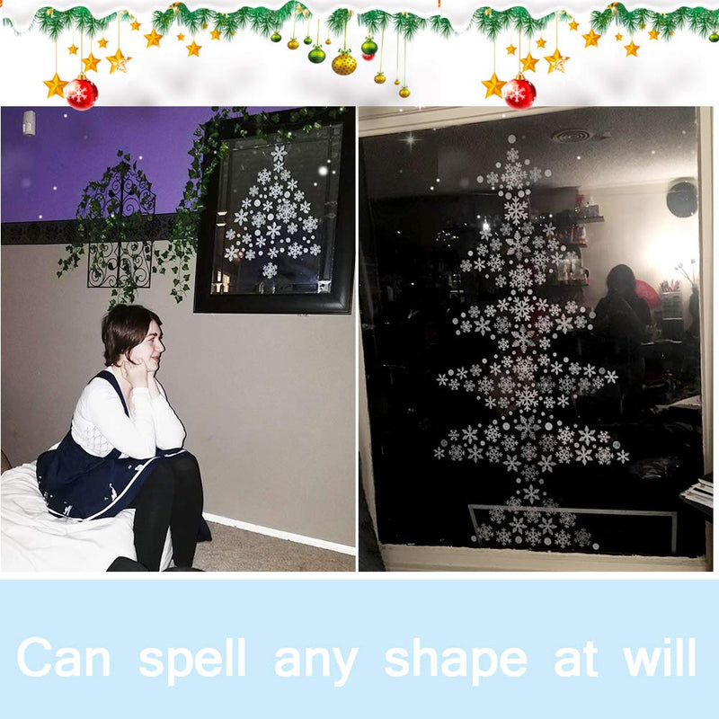  [AUSTRALIA] - 180pcs White Snowflakes Window Clings Decals Stickers,Christmas Winter Wonderland Ornaments Party Supplies Home Decorations（4 Sheets） 180PCS