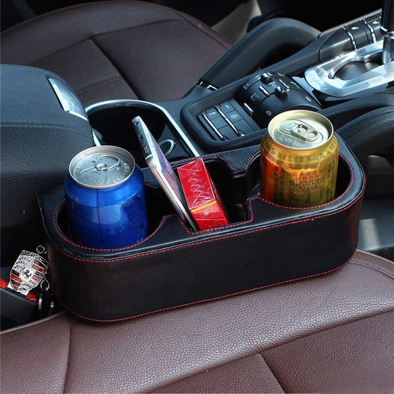 [AUSTRALIA] - Aprilyy Coin Side Pocket Console Side Pocket Leather Cover Car Cup Holder Auto Front Seat Organizer Cell Mobile Phone Holder (Black 1 Pack) BLACK-big