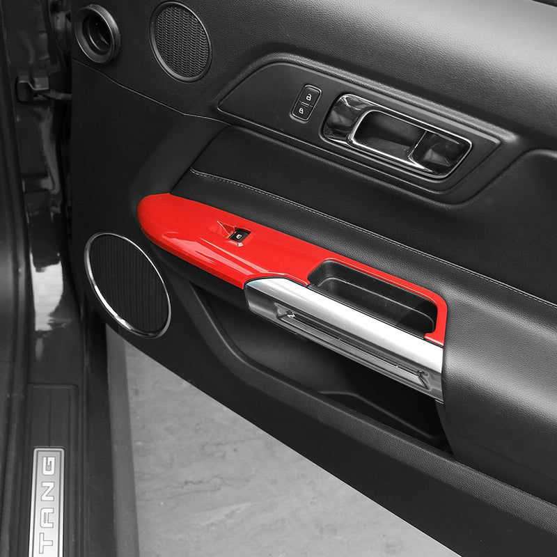  [AUSTRALIA] - Red Door Handle Window Lift Button Decoration Frame Trim for Ford Mustang 2015 2016 2017 Red