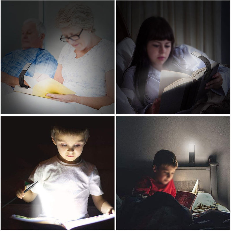 LOAMO Clip On Book Light USB Rechargeable LED Reading Lamp Eye Care Double As Bookmark Desk & Bed Lamp Flexible with 4 Level Dimmable for Book, ipad and More (Black) Book Light Mini - LeoForward Australia