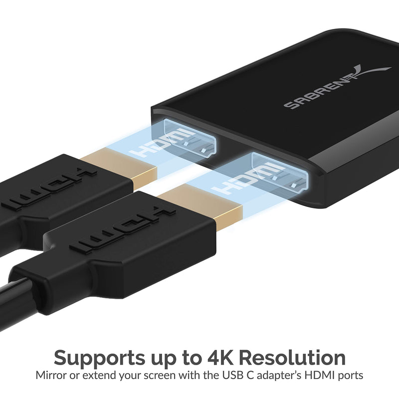  [AUSTRALIA] - Sabrent USB Type-C Dual HDMI Adapter [Supports Up to Two 4K 30Hz Monitors, Compatible with Windows Systems Only] (DA-UCDH) Type-C to Dual HDMI Adapter