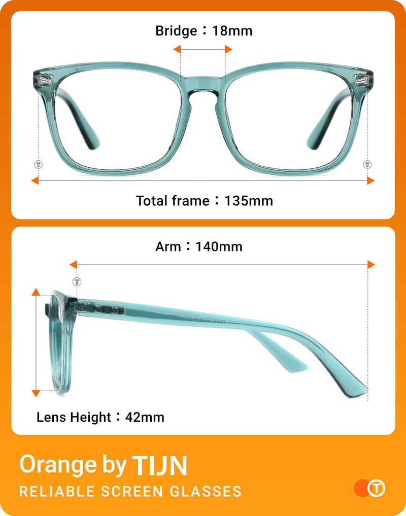  [AUSTRALIA] - TIJN Blue Light Blocking Glasses for Women Men Clear Frame Square Nerd Eyeglasses Anti Blue Ray Computer Screen Glasses (04)-seagreen