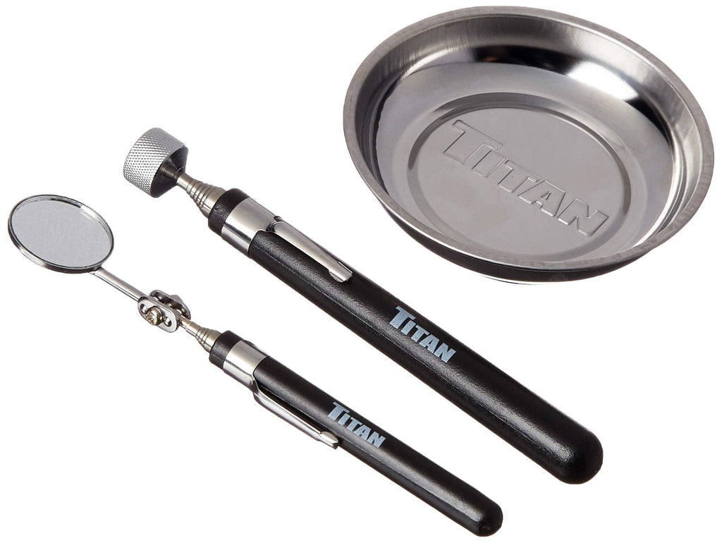  [AUSTRALIA] - Titan Tools - 3Pc Utility Tool Set (11065) Pick Up Tool, Inspection Mirror, and Magnetic Tray