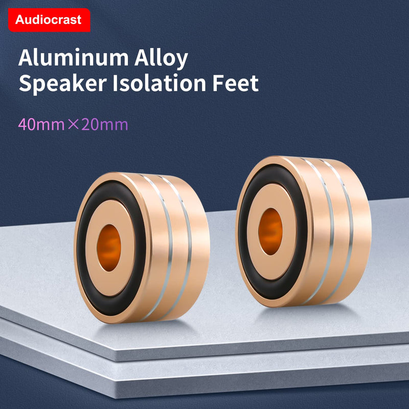  [AUSTRALIA] - Audiocrast 4X Gold HiFi Speaker Isolation Feet Pad, Aluminum 40x20mm Turntable Stand Feet Amplifier Shock Absorber Non-Slip Hi-End Vibration Dampener Floor Protector for Subwoofer DAC CD Turntable Amp