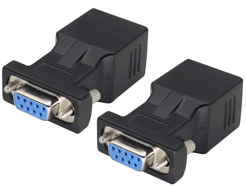  [AUSTRALIA] - AAOTOKK RS232 DB9 to RJ45 Converter RJ45 Female to DP9 9-Pin Serial Port RS232 Female Extender Adapter for Computer,Digital Machine Code Printer Transmission Distance Cable Adapter (2 Pack-Female)