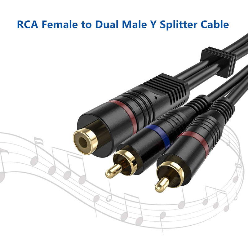 RCA Y Splitter, 2 Pack RCA Female to Dual RCA Male Cable Splitter Adapter, 8 Inches Gold Plated Audio Cable Cord RFAdapter for Subwoofer RCA Female to 2 Male - LeoForward Australia