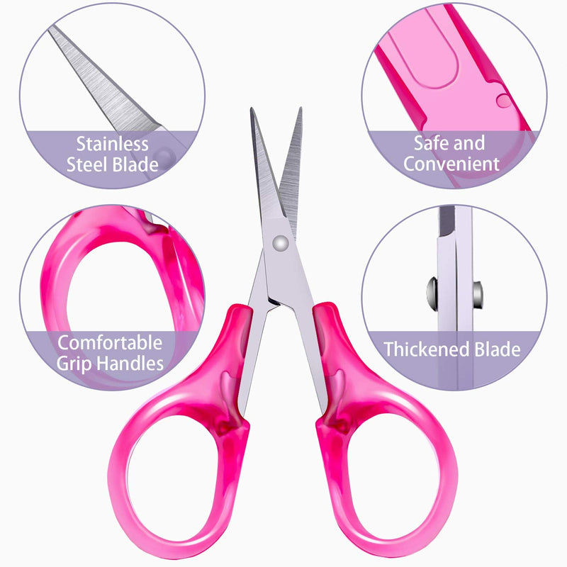  [AUSTRALIA] - Detail Craft Scissors Set Stainless Steel Scissors Straight Tip Scissors Curved Tip Scissors with Protective Cover for Facial Hair Trimming, Sewing, Crafting, DIY Projects (6 Pieces)