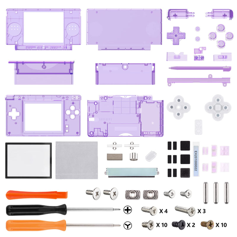  [AUSTRALIA] - eXtremeRate Clear Atomic Purple Replacement Full Housing Shell for Nintendo DS Lite, Custom Handheld Console Case Cover with Buttons, Screen Lens for Nintendo DS Lite NDSL - Console NOT Included