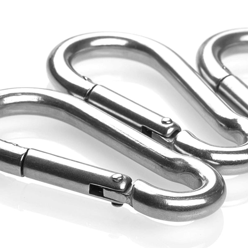  [AUSTRALIA] - 30 Pack Spring Snap Hook, Carabiner Clip Galvanized Steel, Silver Quick Link Clip Keychain for Camping, Hiking, Outdoor, Gym, Small M5 Carabiners for Dog Leash & Harness