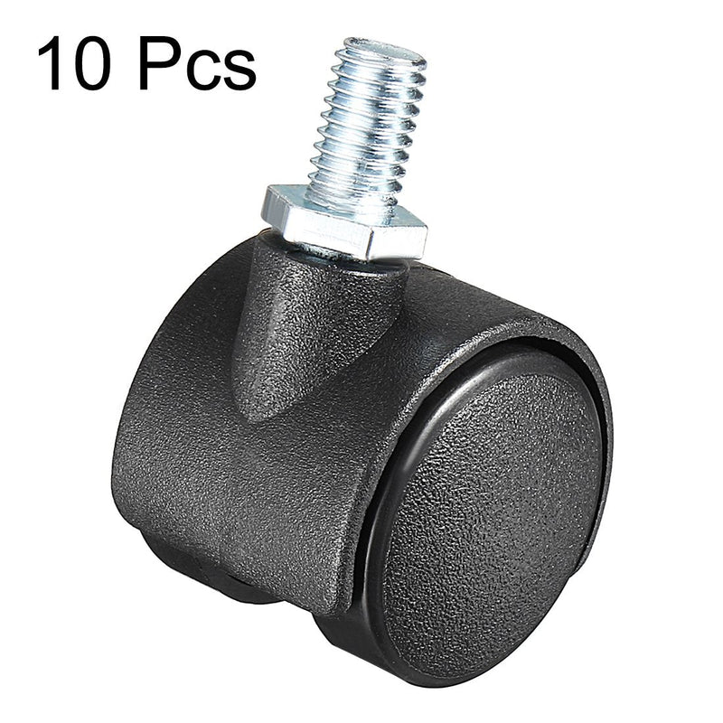  [AUSTRALIA] - uxcell 1.15 Inch Swivel Caster Wheels Nylon 360 Degree Threaded Stem Caster Wheel, M8 x 13mm, 22lb Capacity Each Wheel, Pack of 10