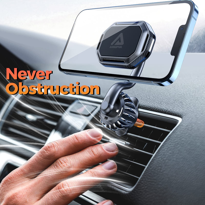  [AUSTRALIA] - Magnetic Phone Holder for Car, ADIUPUL [Upgraded Clip] Magnetic Phone Car Mount for Air Vent 360° Rotate Unobstructed Cell Phone Mount Universal fit for iPhone 13 pro max/12, Samsung, GPS & More Black