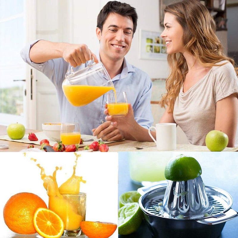  [AUSTRALIA] - Citrus Lemon Orange Grapefruit Juicer Manual Stainless Steel 304 Anti-Rust Metal Hand Press Fruit Squeezer with Juice Strainer and 12 OZ Bowl with 2 Spouts, Dishwasher Safe, Easy to Clean, Heavy Duty