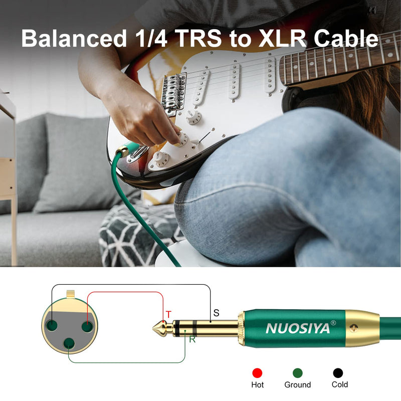  [AUSTRALIA] - XLR to 1/4, NUOSIYA 6.35mm TRS to XLR Female Cable 6ft, Balanced XLR to 1/4 TRS Mono Adapter Cable, Microphone Female XLR to 1/4 TRS Cable Jack Gold Plated 22AWG, 1/4 to XLR Stereo Mic Cord for Mixer XLR Female to 1/4 TRS（PVC） 6ft-1pack