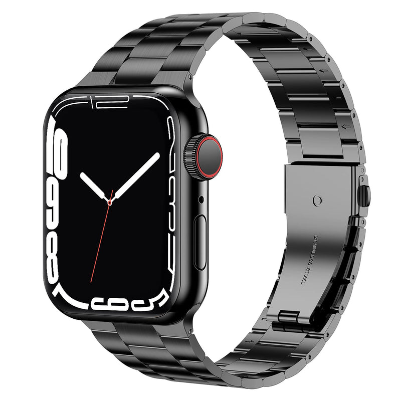  [AUSTRALIA] - iiteeology Compatible with Apple Watch Band 42/44/45mm 38/40/41mm, Upgraded Solid Business Stainless Steel Band for Apple iWatch Series 7 6 5 4 3 2 1 SE Black 41mm/40mm/38mm