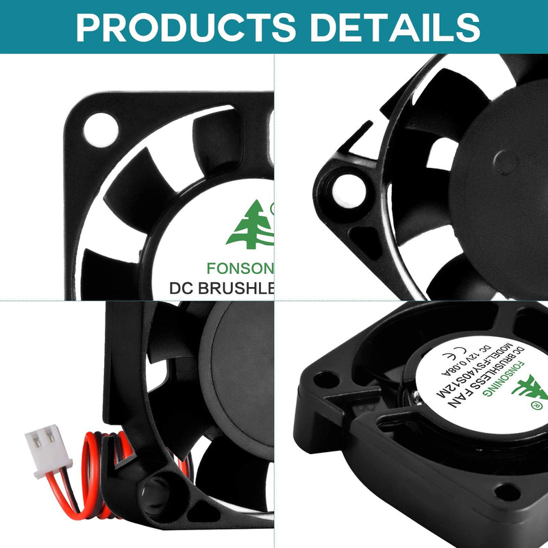  [AUSTRALIA] - 6PCS 3D Printer Fan 12V 0.08A DC Mini Quiet Cooling Fan 40X40X10mm with 28cm Cable for 3D Printer, DVR, and Other Small Appliances Series Repair Replacement