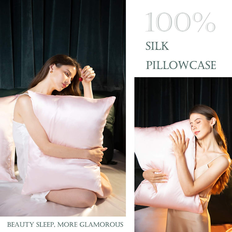  [AUSTRALIA] - HandSun Silk Pillowcase for Hair and Skin with Gift Package, 100% Natural Mulberry Silk Pillow Covers with Hidden Zipper Standard Size for Christmas Standard(20"x26")-New Pink