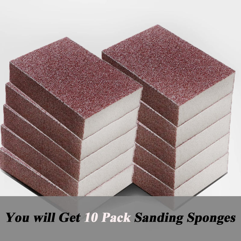  [AUSTRALIA] - 10 Pack Sanding Sponges, Coarse Sanding Blocks Ideal for Pot Brush Pan Brush Sponge Brush Glasses Sanding Wood Sanding Metal Sanding Wet and Dry Dual-use, Reusable