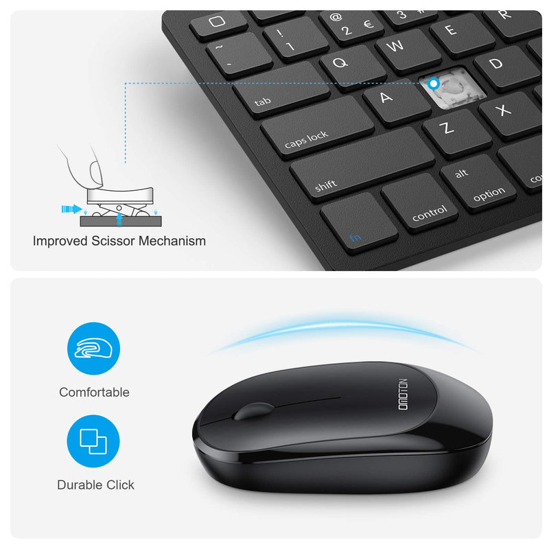  [AUSTRALIA] - OMOTON Bluetooth Keyboard and Mouse Combo, Wireless Keyboard Mouse for iPad Pro 12.9/11, iPad 9th/8th/7th Gen, iPad Air 4, All iPad (iPadOS 13 and Above), and Other Bluetooth Enabled Devices (Black) Black